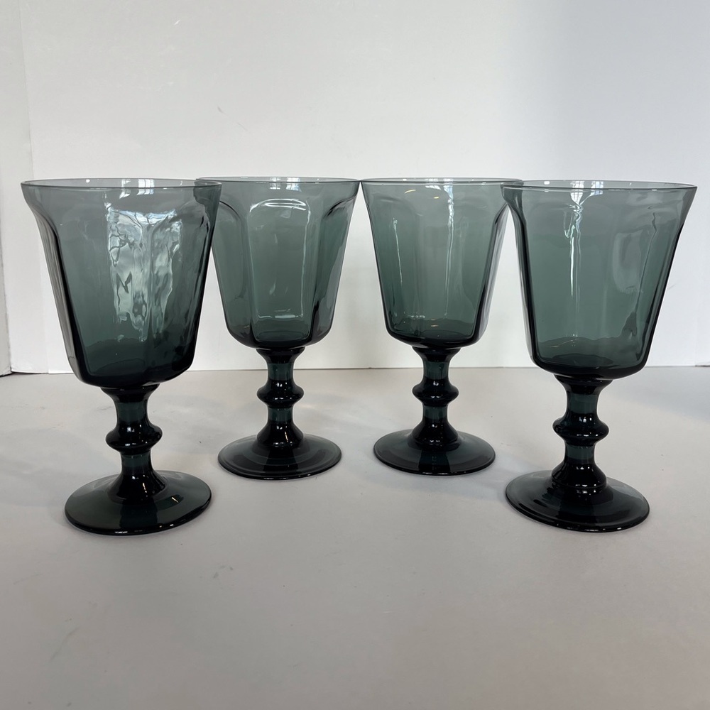 Set of 4 Smokey Gray-Blue Goblets